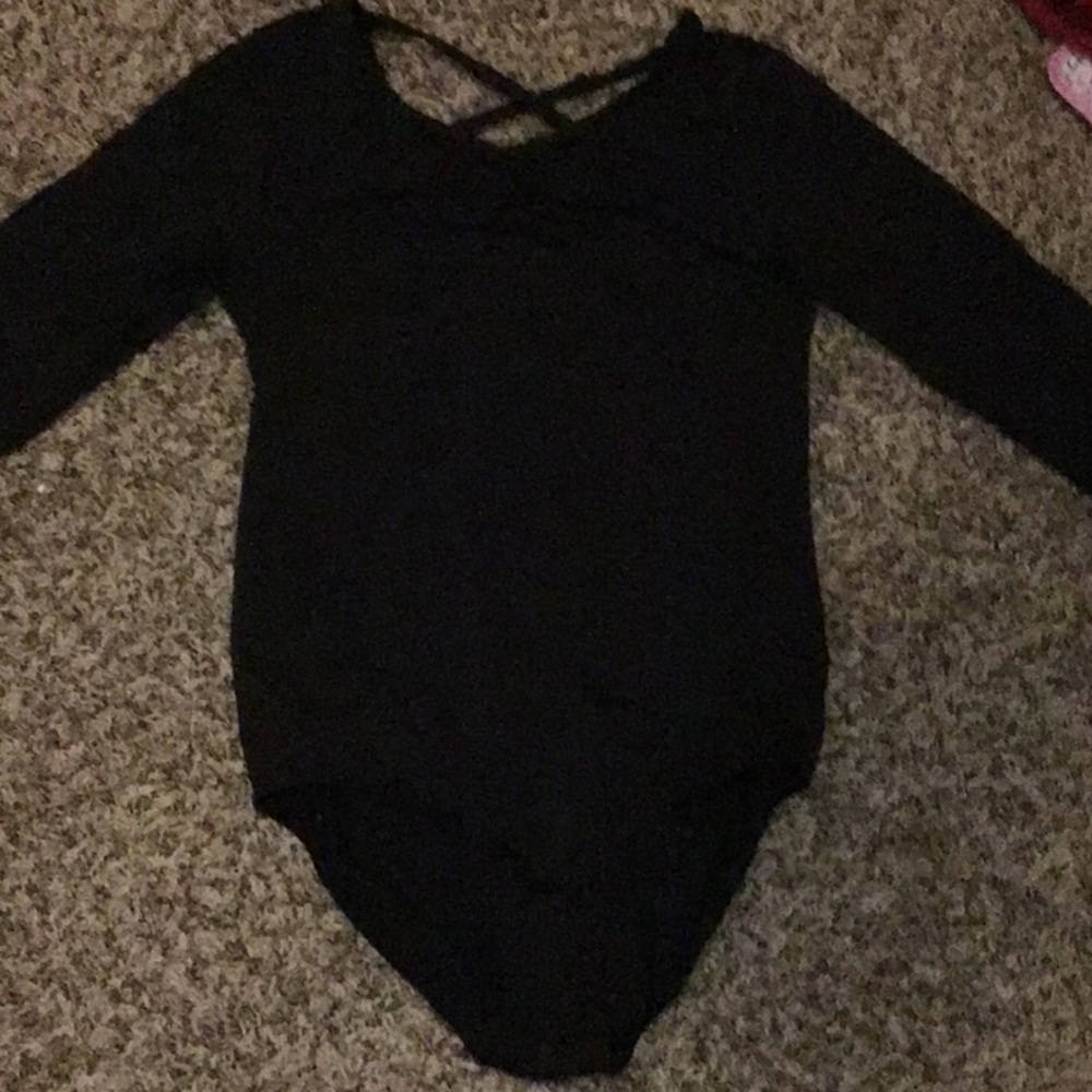Black dance long sleeve leotard